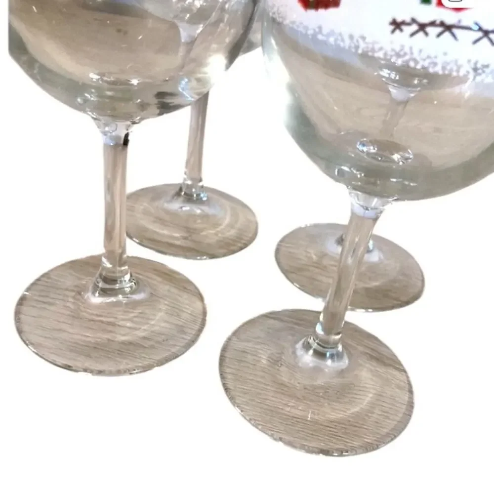 4 LENOX SLEIGHRIDE 12 OZ STEMMED WINE GLASS GOBLETS